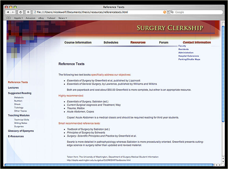 Surgery Clerkship Website 1 (Nicole Wolf)